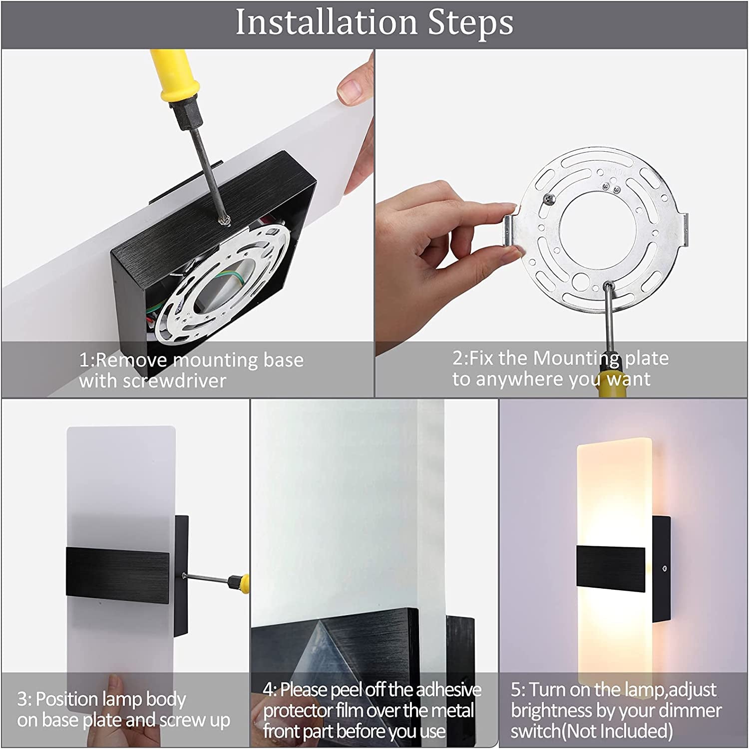 Modern Wall Sconce 12W LED Wall Lights Indoor Acrylic Modern Wall Light Set of 2 LED Wall Lamp for Hallway Living Room Corridor Bedroom, Warm White