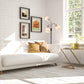 Multi Head Floor Lamp - 3 Light Adjustable Floor Lamp - Standing Lamp with 3 Adjustable White Fabric Drum Shades (Black)