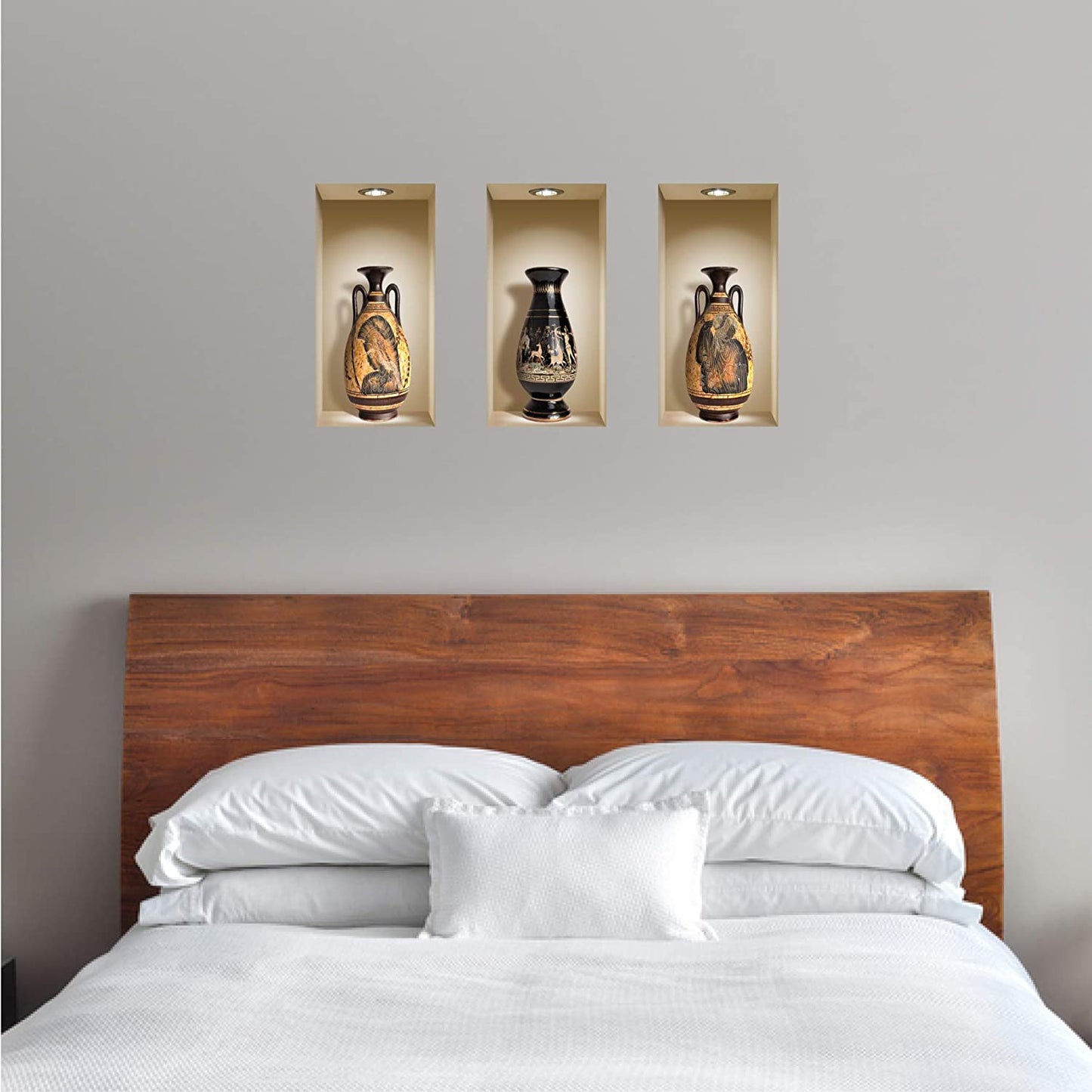 THE NISHA Art Magic 3D Vinyl Removable Wall Sticker Decals DIY, Set of 3, Greek Vases