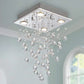 Bestier Modern Crystal Square Raindrop Chandelier Lighting Flush Mount LED Ceiling Light Fixture Pendant Lamp for Dining Room Bathroom Bedroom Livingroom 4 GU10 Bulbs Required 12 in Wide 20 Inch High
