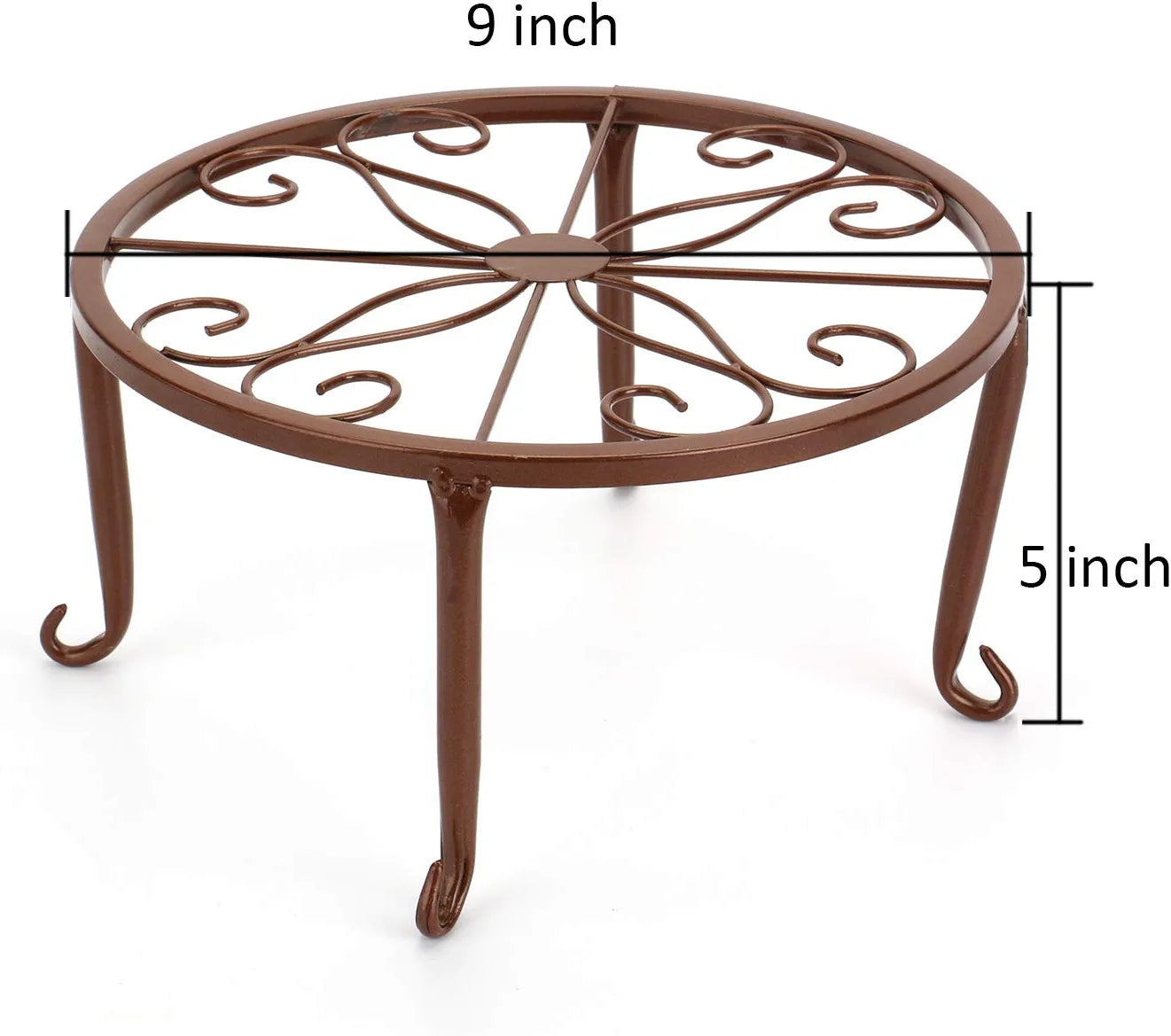 4 Pack 9" Metal Plant Stands for Indoor and Outdoor, Planters Stand, Flower Pots Holder, Beverage Dispenser Stand, Pumpkin Stand for Floor and Tabletop Decoration - Brown