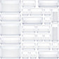 25 Pcs Drawer Organizer Set Dresser Desk Drawer Dividers - 4 Size Bathroom Vanity Cosmetic Makeup Trays - Multipurpose Clear Plastic Storage Bins for Jewelries, Kitchen Gadgets and Office Accessories