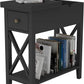 Flip Top Open End Table, Narrow Side Table Slim End Table for Living Room Bedroom, Black