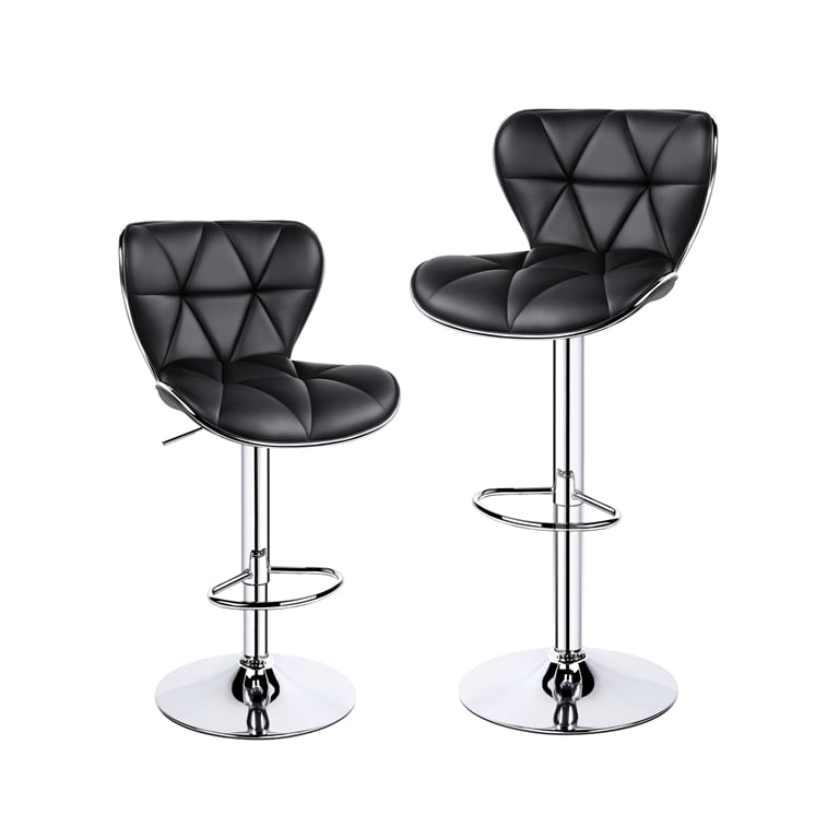 Alden Design Adjustable Midback Faux Leather Bar Stool, Set of 2, Black