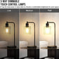 Set of 2 Farmhouse Rustic Table Lamps Rocky Black for Bedroom Nightstand 3-Way Dimmable Touch Control Industrial Bedside Lamps with 2 USB Charging Ports & AC Outlet Living Room Office, Bulbs Included