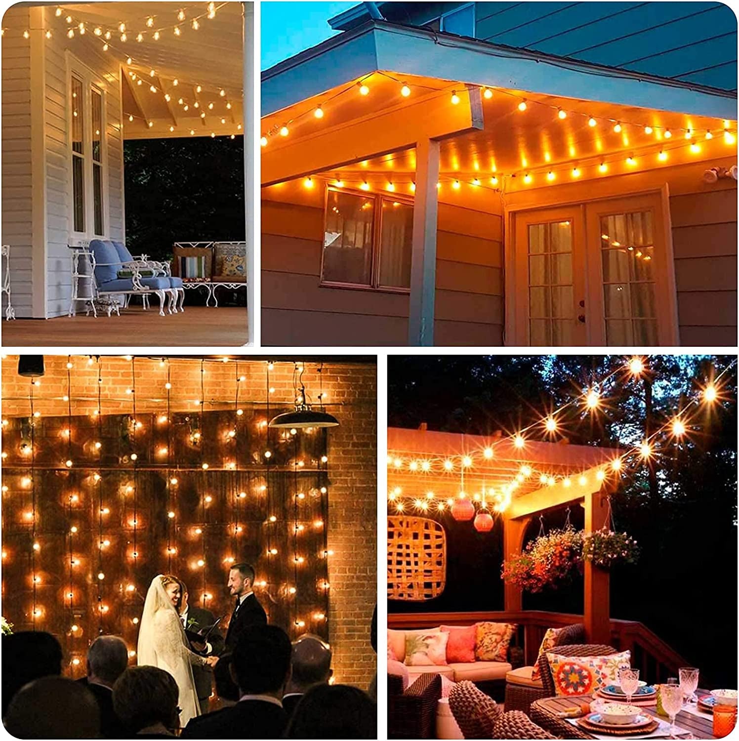 Outdoor String Lights Led 50Ft Patio Lights with 26 G40 Shatterproof Clear Bulbs, 2700K Globe Hanging Lights for Backyard, Porch, Balcony, Hanging Lights for Birthday Party
