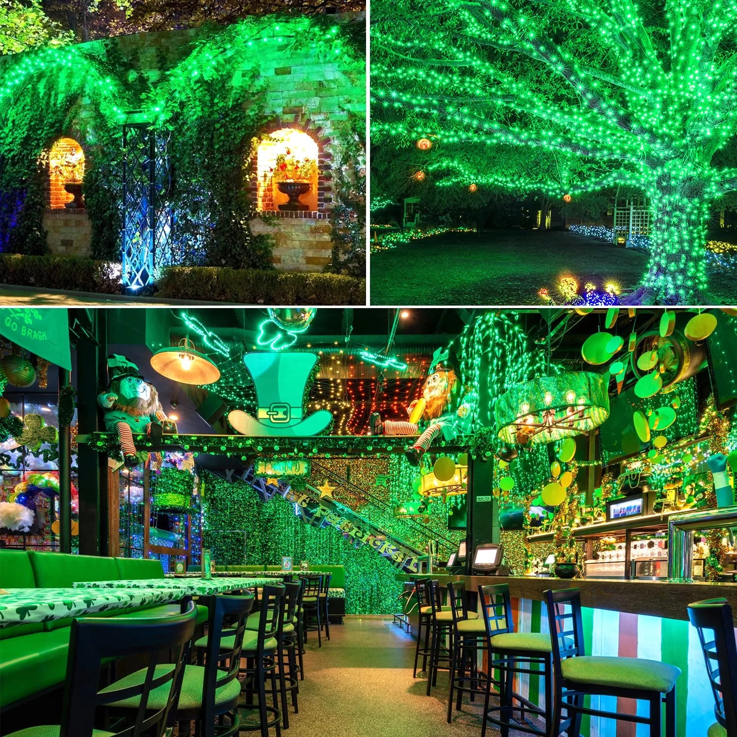 33Ft 100 LED Green Christmas Lights, 8 Modes Green Christmas String Lights, Outdoor Waterproof Green Lights for Christmas Decorations, Halloween, Party, Garden, St Patrick'S Day