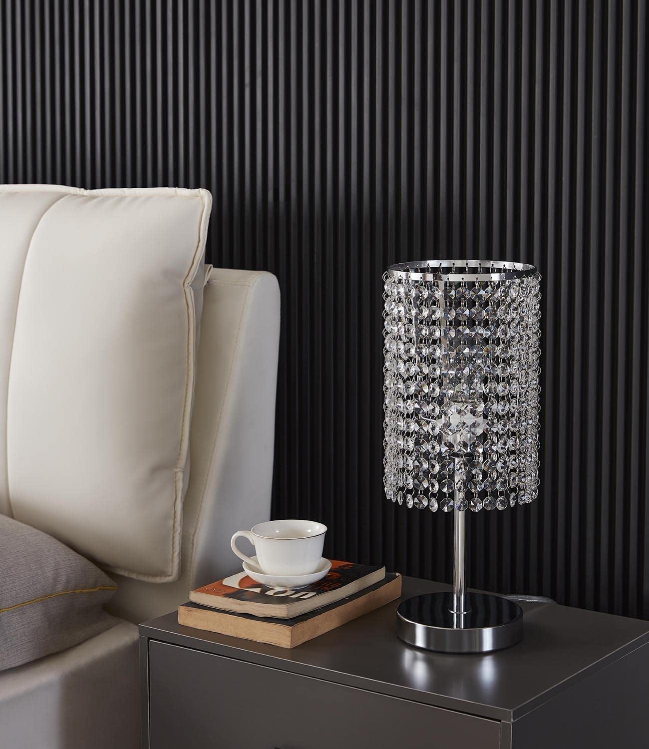 Surpars House Elegant Crystal Silver Table Lamp
