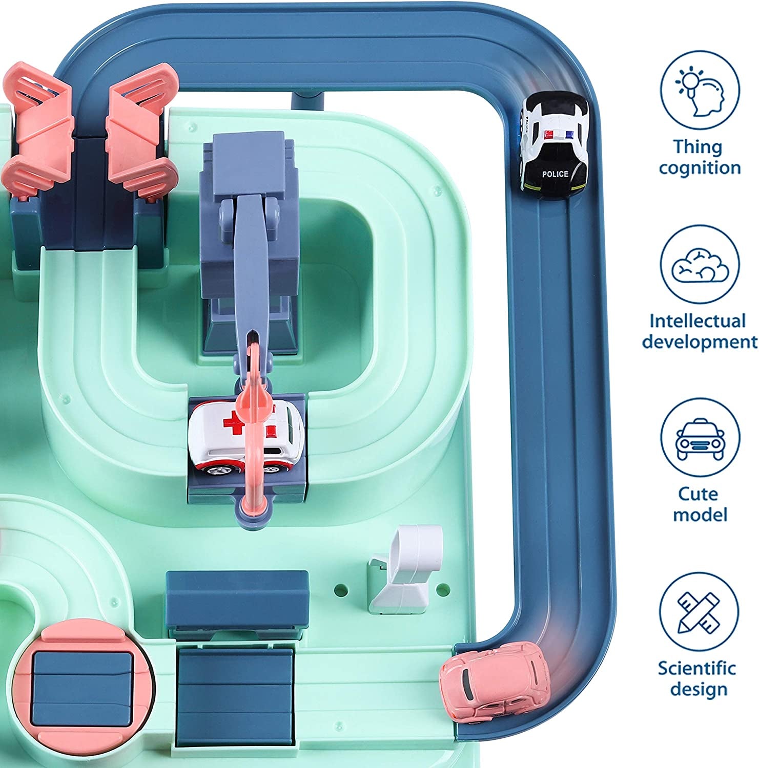Kids Race Tracks for Boys Car Adventure Toys Gifts for Age 2 3 4 5 6 Year Old Boys Girls, Puzzle Car Tracks Playsets City Rescue Toy Preschool Educational Car Toys Games for Toddlers