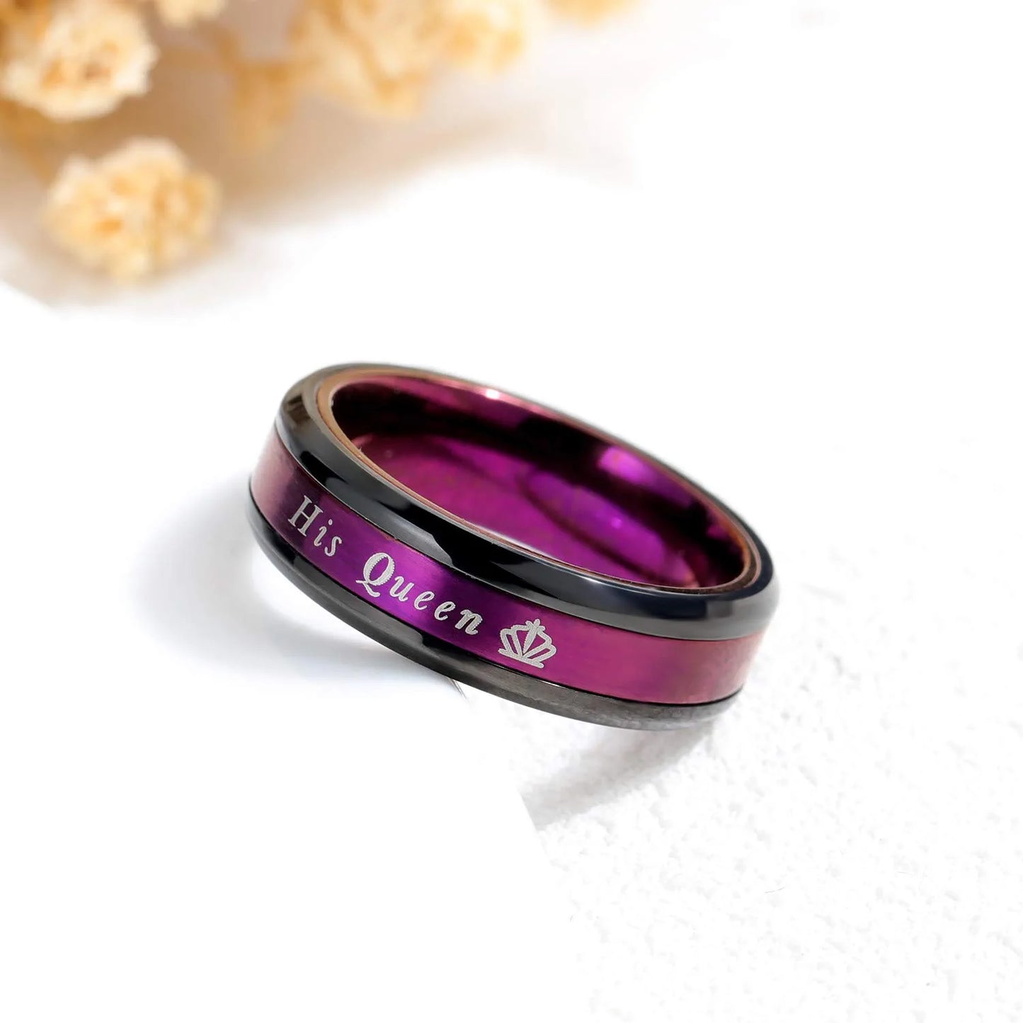His and Hers King and Queen Rings 2Pcs Titanium Steel Matching Couple Promise Rings Engagement Anniversary Bands Valentine'S Jewelry Gifts