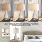 3 Way Dimmable Touch Lamps for Bedroom Set of 2, Bedside Lamp with USB Ports,Rustic Table Lamp for Living Room with Gray Body, Resin Nightstand Lamp with Linen Shade, Farmhouse Lamp for Study Room
