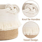 Small Woven Storage Baskets Cotton and Jute Rope Decorative Hamper for Diaper, Blankets, Magazine and Keys, Cute Tassel Nursery Decor - Home Storage Container – 9.5'' X 7''
