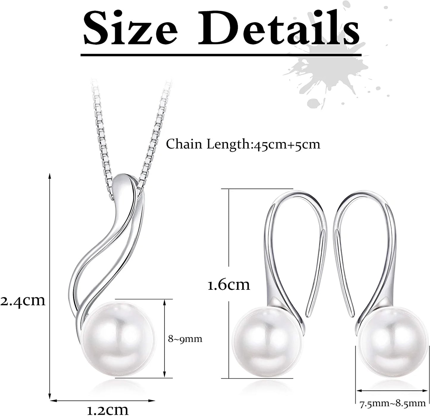 Sterling Silver Pearl Jewelry Set 18K Gold Plated Genuine Freshwater Cultured Pearl Jewelry Pendant Necklace Pearl Earrings for Women Girls