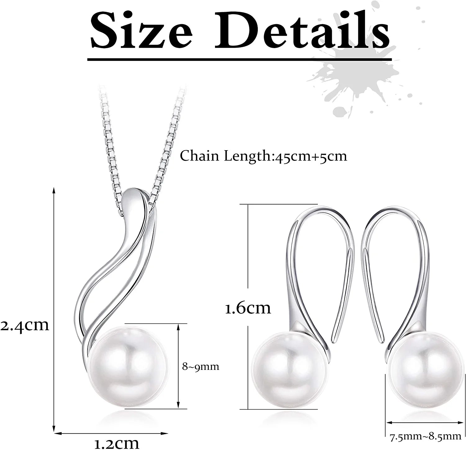 Sterling Silver Pearl Jewelry Set 18K Gold Plated Genuine Freshwater Cultured Pearl Jewelry Pendant Necklace Pearl Earrings for Women Girls