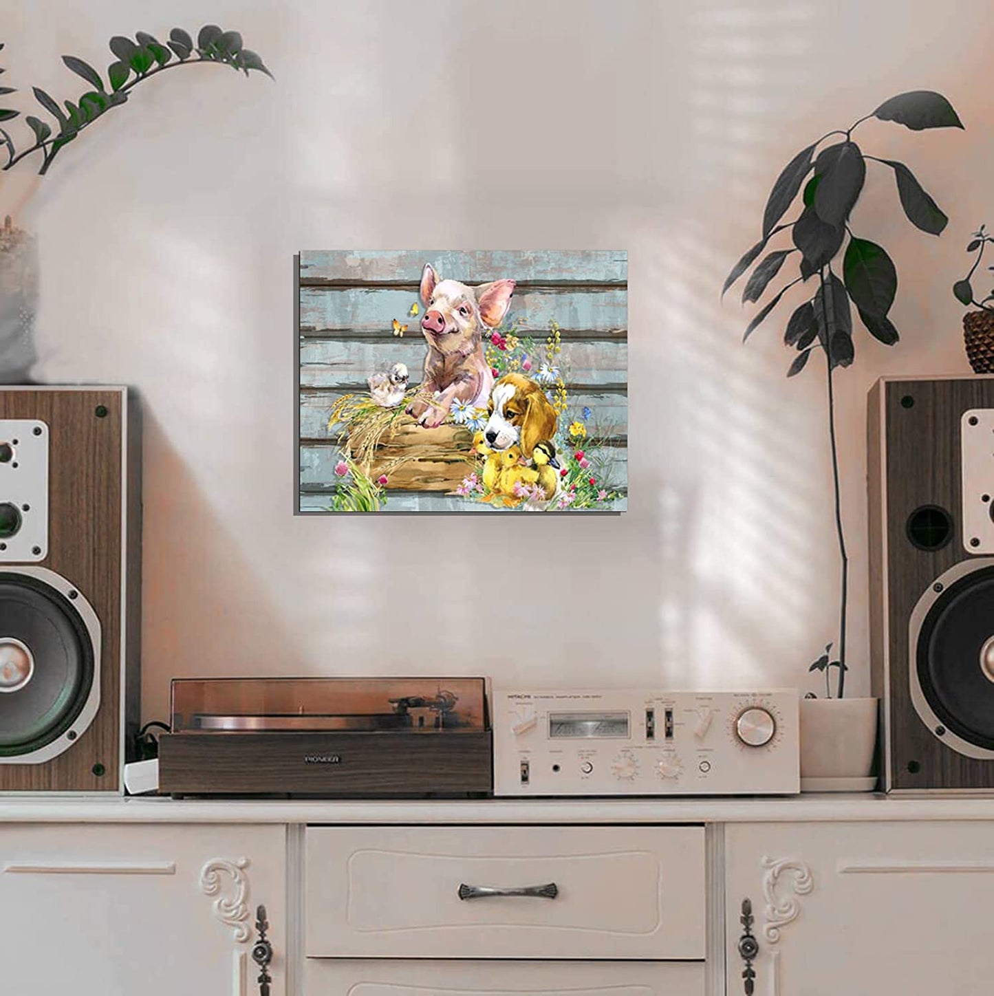 Farmhouse Wall Decor Pig Canvas Wall Art Bedroom Decor Ready to Hang Size 11.6X14.5
