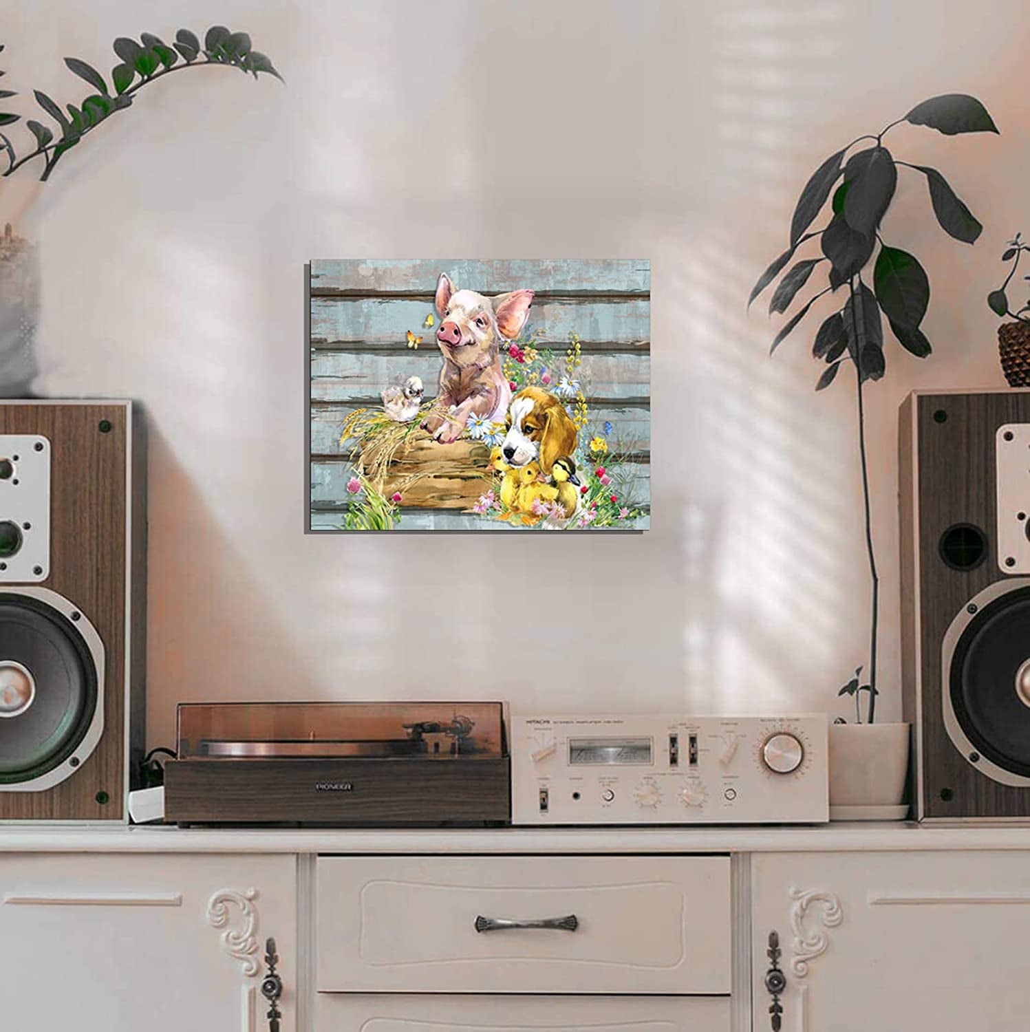 Farmhouse Wall Decor Pig Canvas Wall Art Bedroom Decor Ready to Hang Size 11.6X14.5