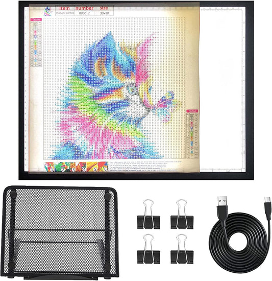 A3 Diamond Painting Light Pad with Stand, 2Nd Gen Tracing Light Board Drawing Light Box Anti-Mistouch Physical Button Stepless Dimming Diamond Art Light Borad for Cricut Animation Skeching(A3+Stand)