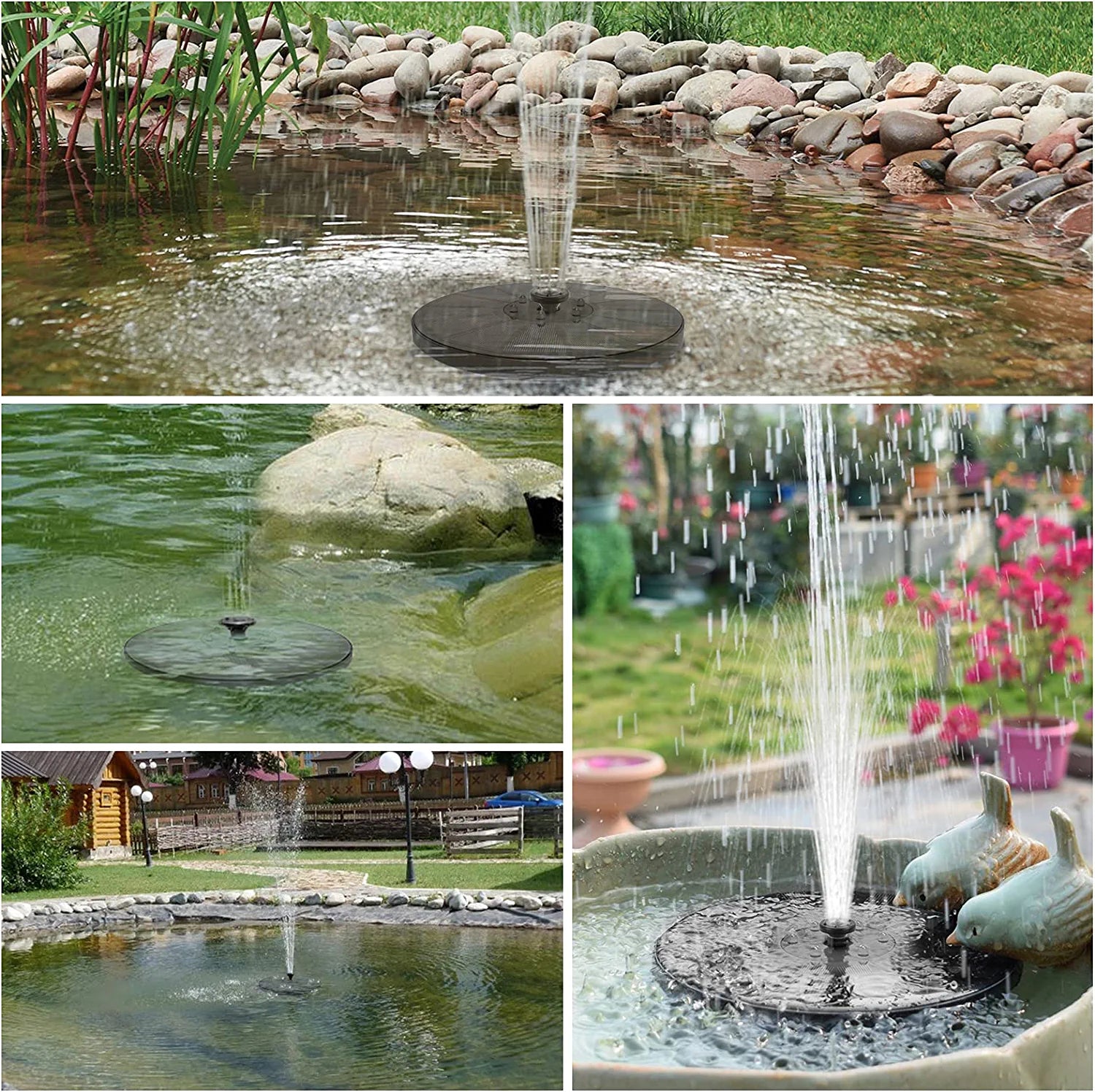 Solar Fountain Pump with LED Lights, 3W Solar Bird Bath Fountain Pump, Free Standing Floating Solar Fountain Water Pump for Bird Bath, Garden, Pond, Pool, Fish Tank