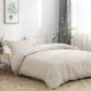 Duvet Cover Queen Beige 3 Pieces Set Solid Color Soft Cooling Double Brushed Microfiber 1800 Quality Comforter Cover with Zipper Clousre