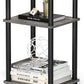 Just 3-Tier Turn-N-Tube End Table / Side Table / Night Stand / Bedside Table with Plastic Poles, 1-Pack, French Oak Grey/Black