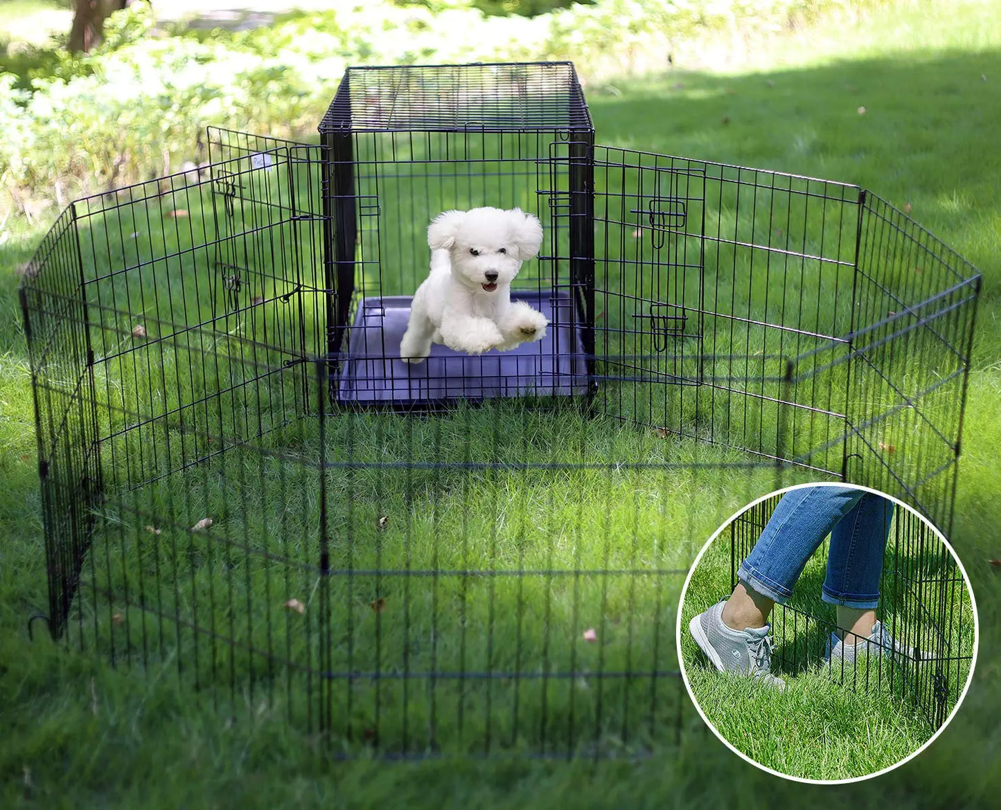 Pet Playpen Puppy Playpen Kennels Dog Fence Exercise Pen Gate Fence Foldable Dog Crate 8 Panels 24 Inch Kennels Pen Playpen Options Ideal for Pet Animals Outdoor Indoor (24 Inch)