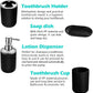 Bathroom Accessories Set-6 Piece Plastic Gift Set Toothbrush Holder,Toothbrush Cup,Soap Dispenser,Soap Dish,Toilet Brush Holder,Trash Can,Tumbler Straw Set Bathroom (Black)