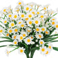 Artificial Daisies Flowers Outdoor UV Resistant 4 Bundles Fake Foliage Greenery Faux Plants Shrubs Plastic Bushes for Window Box Hanging Planter Farmhouse Indoor outside Decor(White)