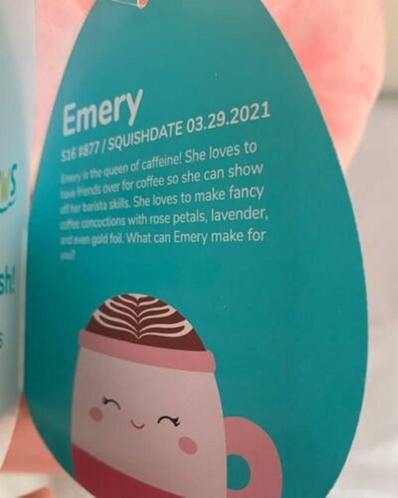 NEW RARE Emery Squishmallow Latte Kellytoy 16” Plush Doll Pink Cup with Tag