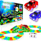 Glow Race Tracks and LED Toy Cars - 360Pk Glow in the Dark Bendable Rainbow Race Track Set STEM Building Toys for Boys and Girls with 2 Light up Toy Cars