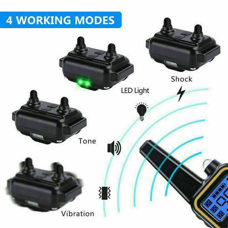 2625 FT Remote 2 Dogs Shock Training Collar Rechargeable Waterproof Pet Trainer