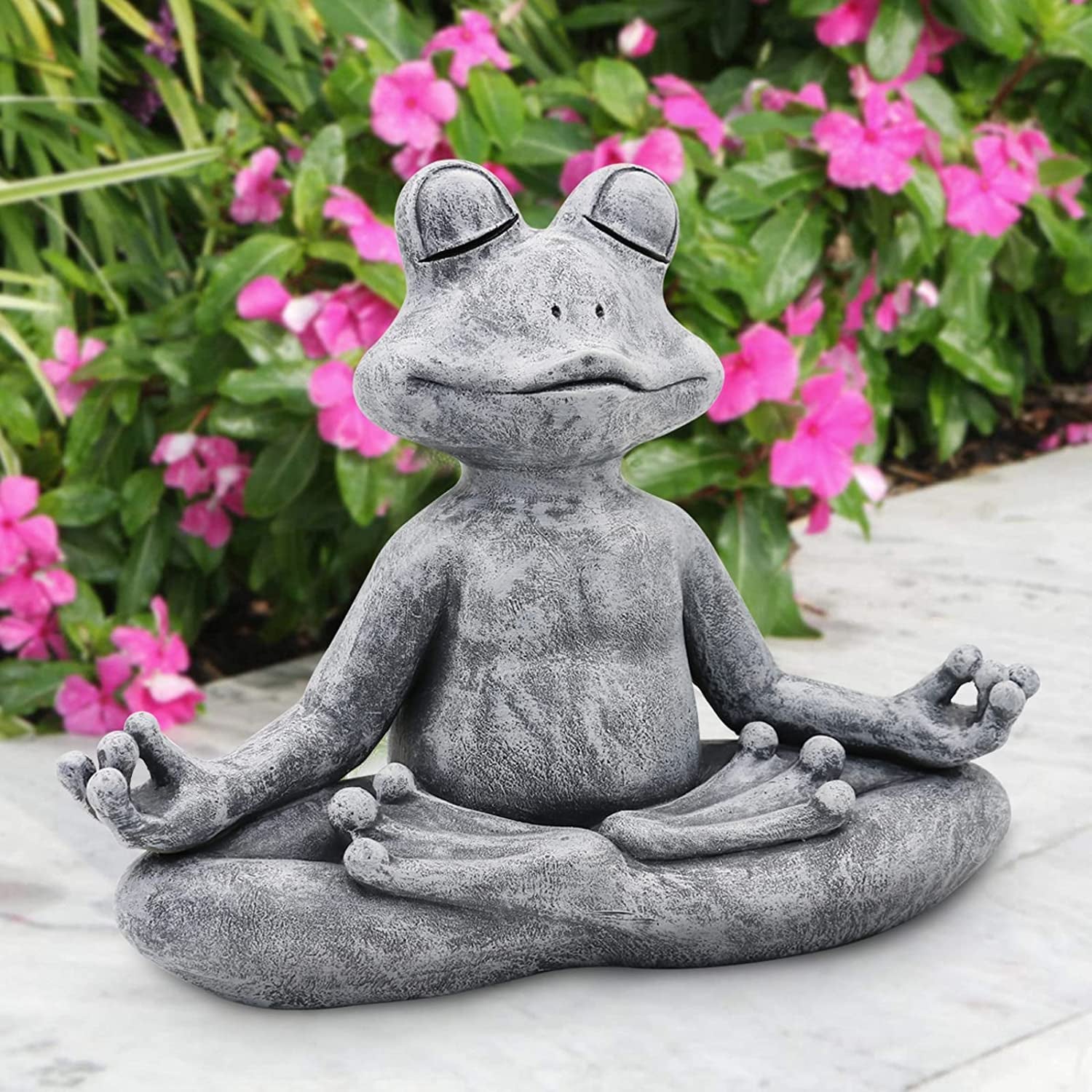 Goodeco 12.5" L×10" H Meditating Yoga Frog Statue - Women Gifts for Christmas, Zen Garden Frog Figurines for Home and Garden Decor, Frog Decorations Gift Ideas, Frog Gifts for Women