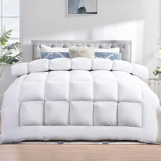 Comforter Duvet Insert Queen Size,Plush White Comforter down Alternative Quilted Stand Alone Bedding Comforter Box Stitched, Machine Washable