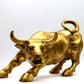 Feng Shui Fortune Brass W Street Bull Statue, Sculpture Home Decoration Golden Copper Bull Represents Good Luck of Career and Wealth