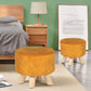 Homebeez Round Ottoman Velvet Foot Rest Stool Orange