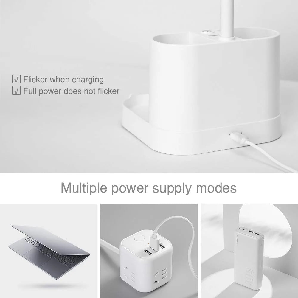 Office Lamp, 8W 3 Modes Battery Operated Lamp, White Desk Lamp for Desk, Study Lamps for Desk, Desk Lamps for Bedrooms, Dimmable Office Light, Bright Desk Lamp, USB Desk Lamp, Modern Desk Lamp