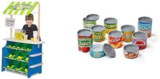 Melissa & Doug Wooden Grocery Store and Lemonade Stand & Let'S Play House! Grocery Cans