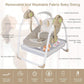 Baby Swings for Infants to Toddler, Compact Baby Swing with 6 Motions, Portable Swing with Music,Sounds,Timing, Baby Rocker with 2 Toys, Plsuh Seat & Soft Head Support, Machine Washable Fabric (Khaki)