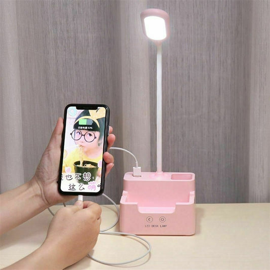 Touch LED Desk Lamp Bedside Study Reading Table Light USB Ports Dimmable Holder
