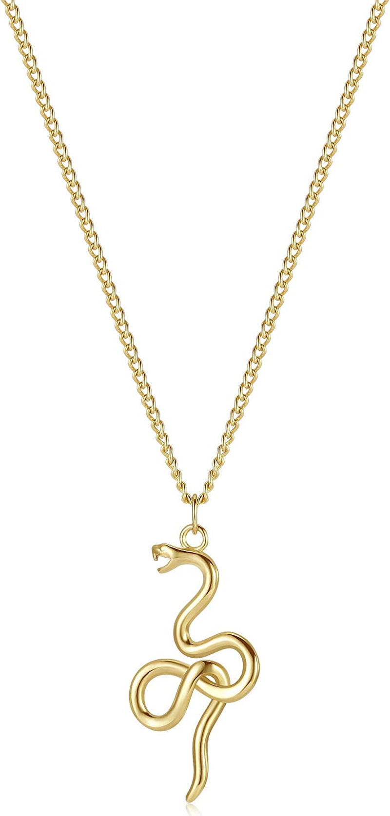 Animal Necklaces for Women Gold Butterfly Bird Cat Elephant Snake Bull Pendant Dainty Chain 14K Gold Plated Minimalist Simple Cute Jewelry Gift