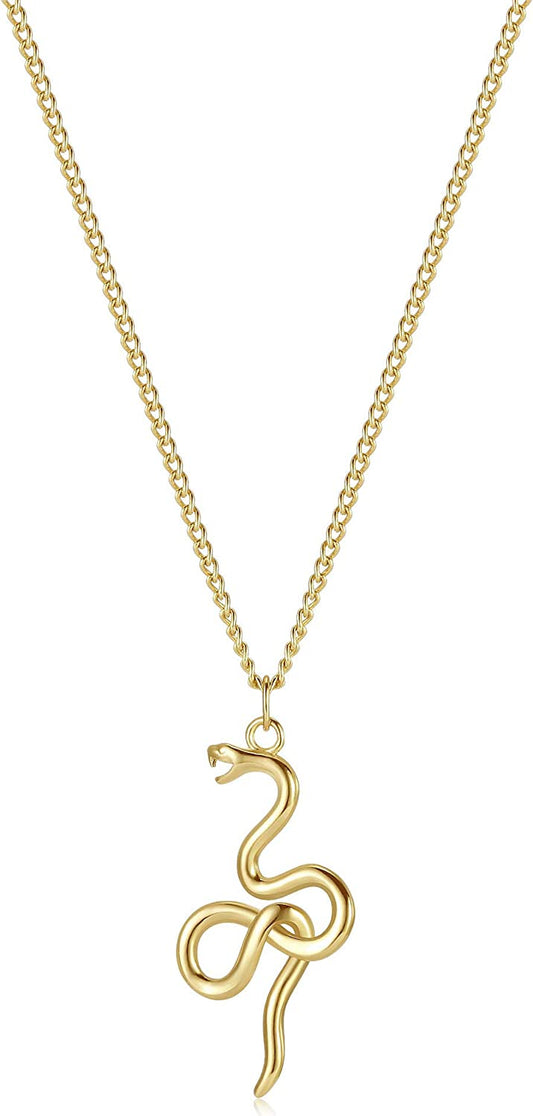Animal Necklaces for Women Gold Butterfly Bird Cat Elephant Snake Bull Pendant Dainty Chain 14K Gold Plated Minimalist Simple Cute Jewelry Gift