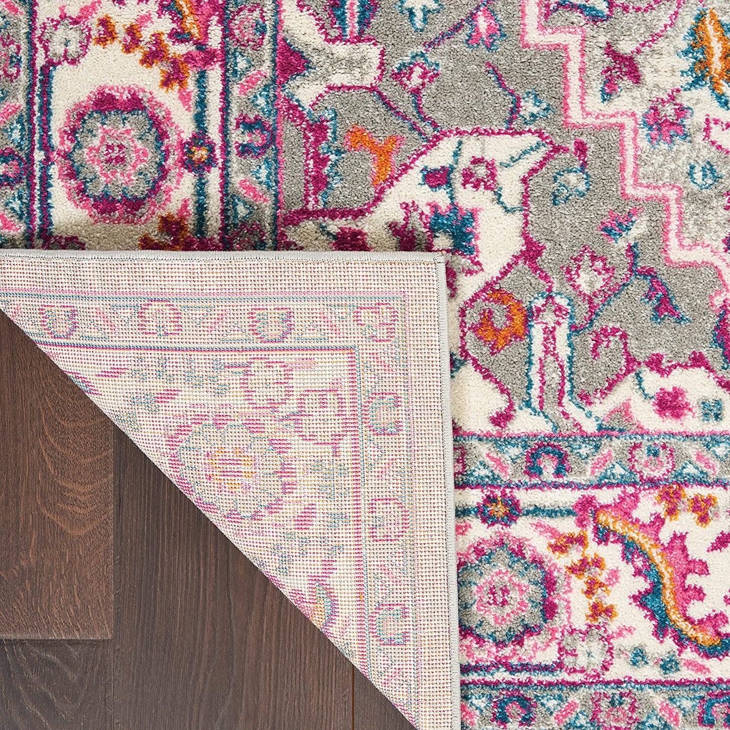 Passion Bohemian Light Grey/Pink 5'3" X 7'3" Area Rug, Easy Cleaning, Non Shedding, Bed Room, Living Room, Dining Room, Kitchen (5X7)