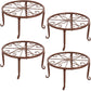 4 Pack 9" Metal Plant Stands for Indoor and Outdoor, Planters Stand, Flower Pots Holder, Beverage Dispenser Stand, Pumpkin Stand for Floor and Tabletop Decoration - Brown