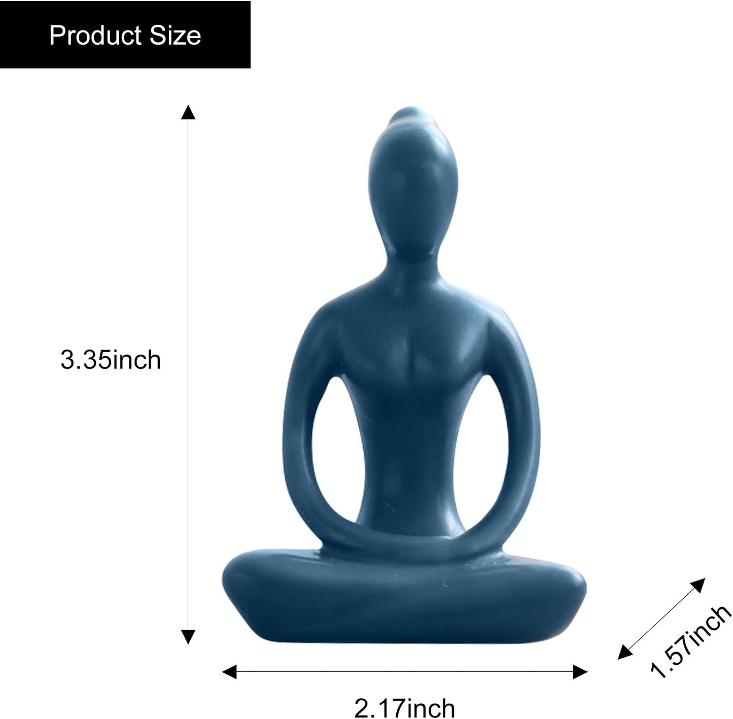 Yoga Pose Statue Zen Decor Figurine Ceramic Blue Yoga Figure Sculpture for Home Desk Decor, 2.1 Inch X 3.3 Inch, 1 PCS