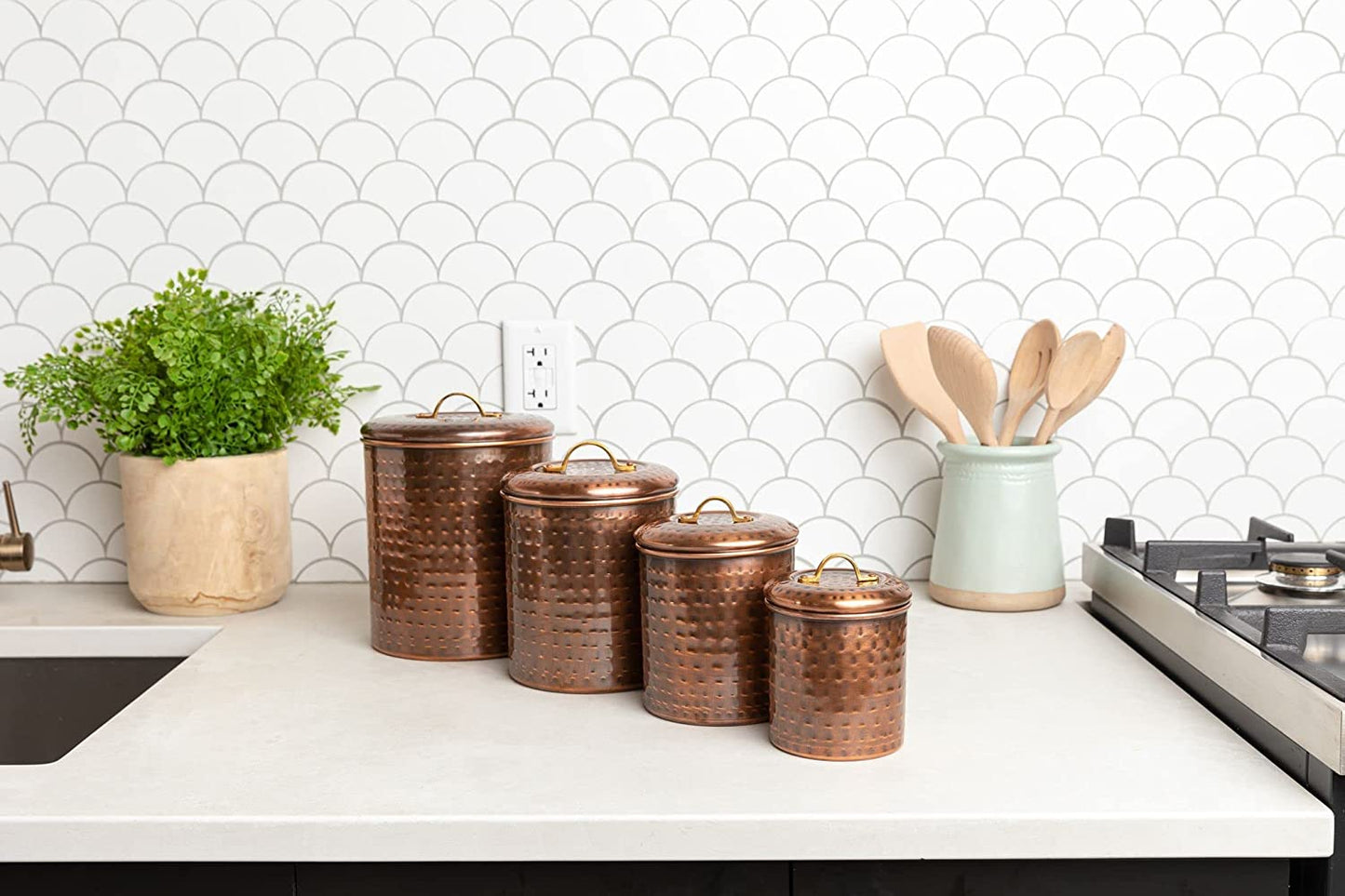 Canister (Set of 4), 4 Quart/2 Quart/1½ Quart/1 Quart, Antique Copper