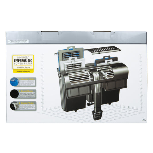 Marineland Emperor Bio-Wheel Power Filter, Multi-Stage Filtration, 400 GPH