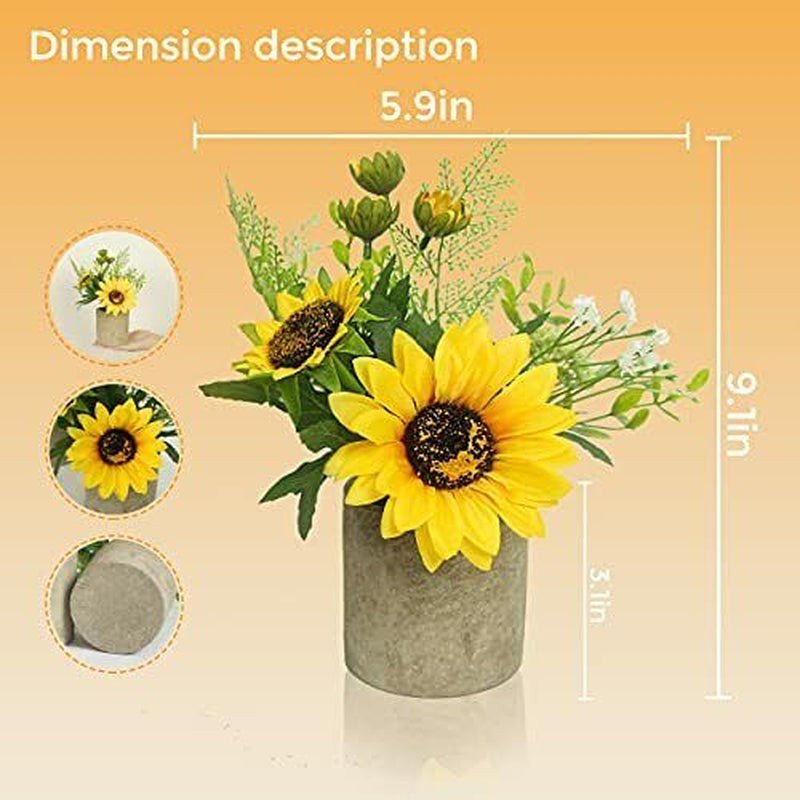 Sunflower Decor Artificial Potted Plants for Bathroom Home Kitchen Rustic Table