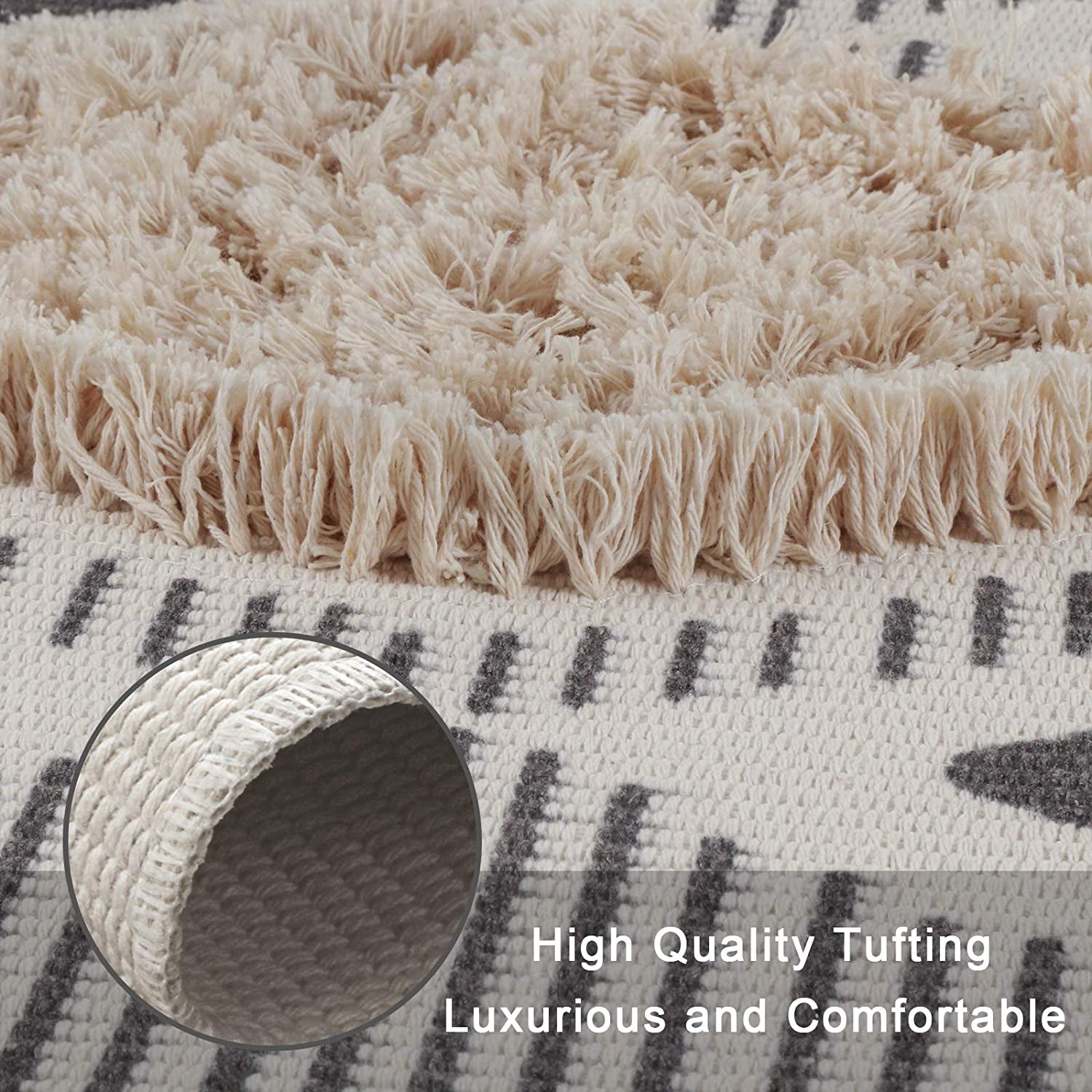Boho Rugs for Bedroom, 2.3' X 5.3' Soft Woven Bathroom Runner Rug Washable Kitchen Rugs Bedroom Rug Fluffy Tufted Carpet Floor Mat Accent Mats for Hallway Laundry Room Entryway Farmhouse