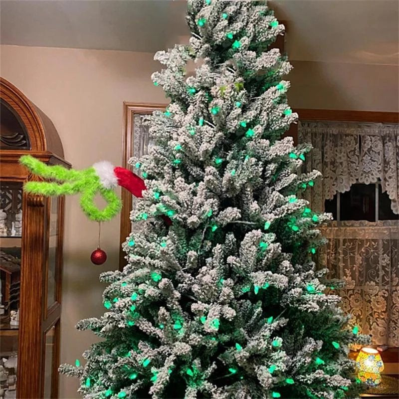 2Pcs Christmas Green Monster Plush Doll Christmas Tree Decoration
