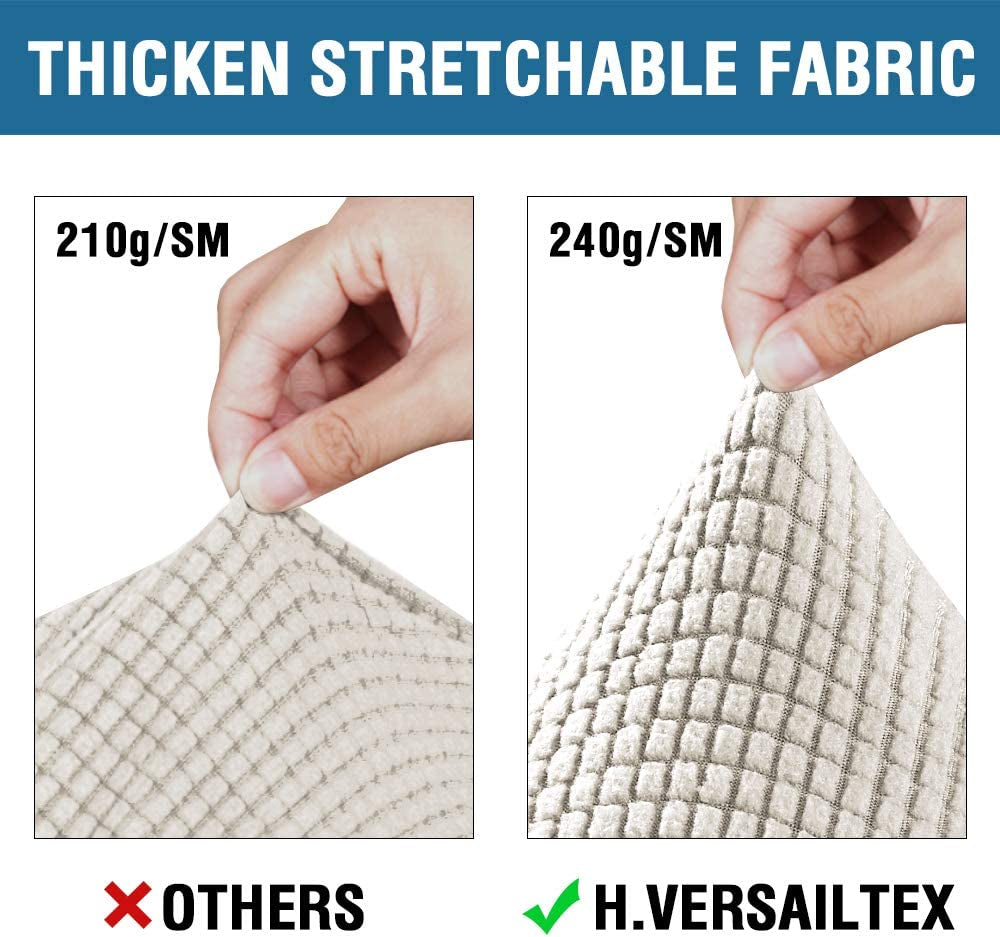 4 Piece Stretch Sofa Covers for 3 Cushion Couch Covers for Living Room Furniture Slipcovers (Base Cover plus 3 Seat Cushion Covers) Upgraded Thicker Jacquard Fabric (Sofa, Ivory)