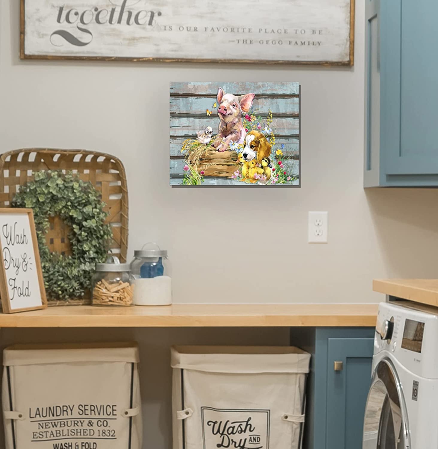 Farmhouse Wall Decor Pig Canvas Wall Art Bedroom Decor Ready to Hang Size 11.6X14.5